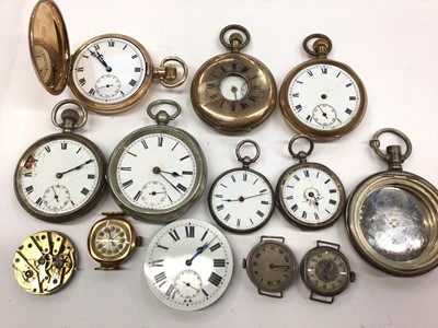 Lot 86 - Group of various pocket watches and vintage watches including some silver cased, gold plated full hunter and an Elgin gold plated half hunter