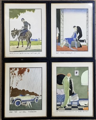 Lot 119 - Four Art Deco pochoir prints by Ettore Tito, each framed and glazed