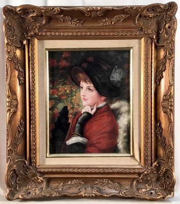 Lot 121 - After James Tissot, portrait painting of a young woman, in gilt frame