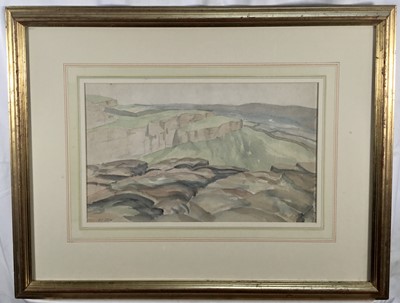 Lot 189 - Harry Epworth Allen (1894-1958) watercolour, 'View from the top of Malham Cove', signed, framed and glazed