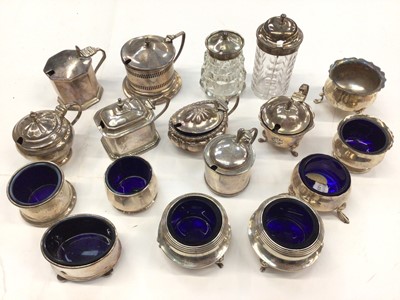 Lot 91 - Group of silver salts and mustard pots, various dates and makers