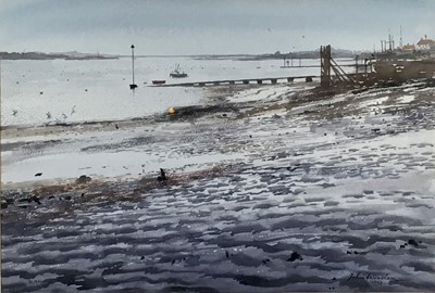 Lot 191 - John Worsley (1919-2000), watercolour, 'Winter morning, Burnham-on-Crouch', framed glazed NB: John Worsley was the youngest member of the Official War Artists 1942-1946 and the only serv...