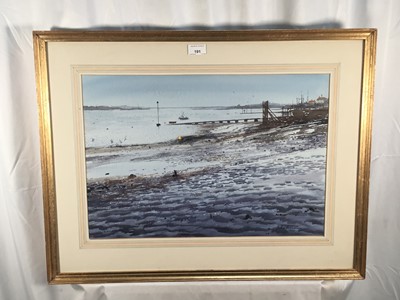 Lot 191 - John Worsley (1919-2000), watercolour, 'Winter morning, Burnham-on-Crouch', framed glazed NB: John Worsley was the youngest member of the Official War Artists 1942-1946 and the only serv...