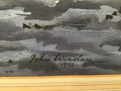 Lot 191 - John Worsley (1919-2000), watercolour, 'Winter morning, Burnham-on-Crouch', framed glazed NB: John Worsley was the youngest member of the Official War Artists 1942-1946 and the only serv...