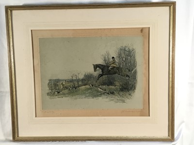 Lot 166 - J. S. Sanderson Wells, hunting print - 'Getting Away', 25cm x 34cm, in glazed frame