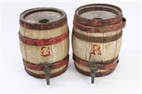 Lot 1047 - Pair 19th century wooden Gin and Rum barrels...