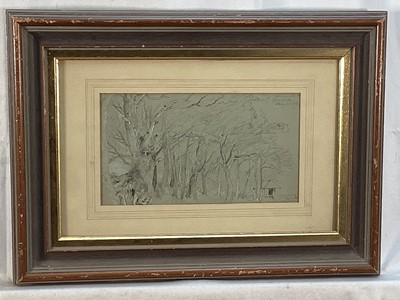 Lot 181 - Aaron Edwin Penley (1807-1870) drawing - Derwent Water, signed and inscribed dated 1840s, exhibition label verso, 13cm x 24cm, in glazed frame