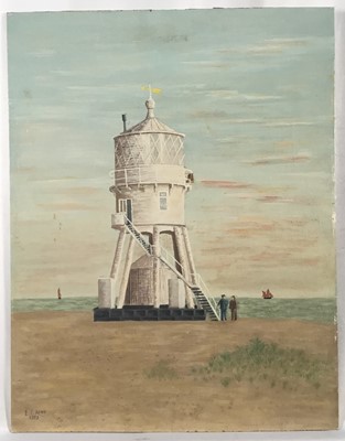 Lot 219 - E. C. Kent - oil on board, lighthouse, signed and dated 1972, 43 x 33cm, together with five other works by the same hand