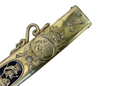 Lot 950 - Fine and rare Lloyd's Patriotic Fund sword of 100 Guinea value, awarded to Henry Lambert Esq. Captain of H.M.S. St. Fiorenzo, presented in 1805, blad...