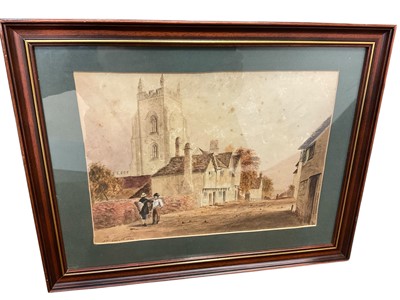 Lot 160 - 19th century watercolour depiction of Stoke by Nayland, signed and dated 1849, 21 x 28cm, glazed frame