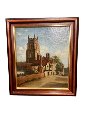 Lot 161 - English School, late 19th century, oil on canvas, Stoke by Nayland, signed with initials EAW, 36 x 30cm, framed