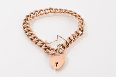 Lot 96 - 9ct rose gold curb link chain with padlock clasp