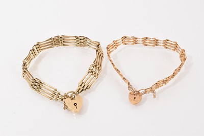 Lot 97 - Two 9ct gold gate bracelets with padlock clasps