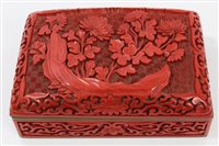 Lot 1058 - Chinese carved Cinnabar lacquer rectangular...