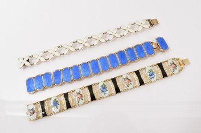 Lot 104 - Three Norwegian silver and enamel bracelets, one by Bernard Meldahl and two by Ivar T. Hoth