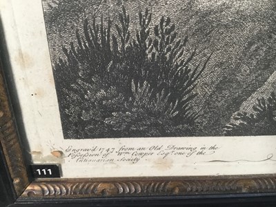 Lot 385 - 18th century black and white engraving - Beeston Castle in Cheshire, 36cm x 50cm, in glazed hogarth frame