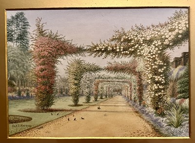 Lot 264 - Alfred Sale Watson, early 20th century, watercolour - Garden Avenue, signed, 19cm x 26cm, in glazed gilt frame