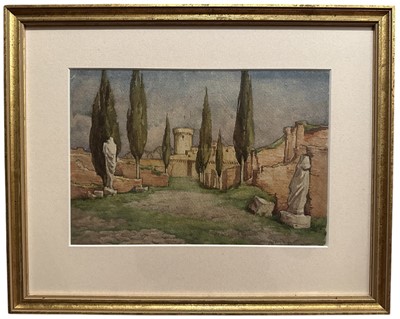 Lot 353 - English School, early 20th century, watercolour - Mediterranean Ruins, 17cm x 25cm, in glazed gilt frame