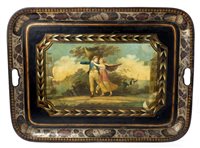 Lot 1066 - Regency toleware tray of rectangular form,...