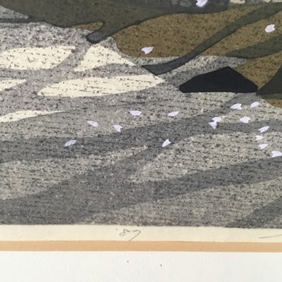 Lot 366 - IDO MASAO 井堂雅夫 (Japan, 1945-2016) Woodblock print of cherry blossom. Artist seal in the print on the lower right Handsigned in the margin on the lower central part Titled in the margin on the lo...