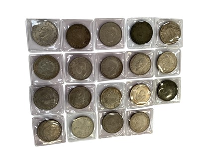 Lot 514 - G.B. - Mixed silver Crowns to include George V 1935 x 3 & George VI 1937 x 16 (N.B. Mixed grades but mostly EF to AU) (19 coins)