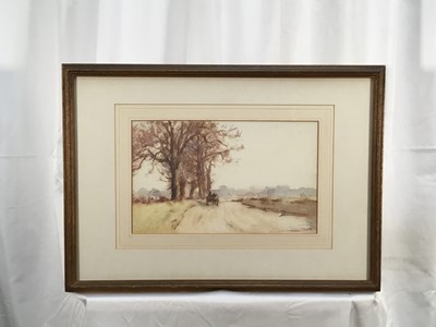 Lot 309 - Arthur Briscoe R.E. R.I. (1873-1943), watercolour study 'An Essex Road', signed and dated 34, together with a biograp...