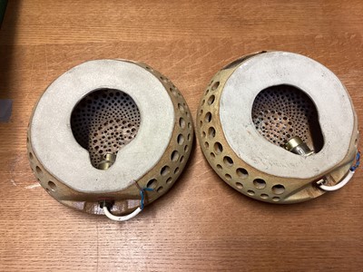 Lot 66 - Pair of Bernard Rooke pottery wall lights, decorated with butterflies.