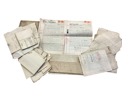 Lot 1465 - Large collection of 18th and 19th century indentures, deeds and other legal documents in a tin trunk