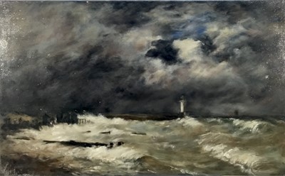 Lot 369 - M. C. O'Donnell, contemporary, oil on canvas - Rough Seas, signed and dated 2014, unframed 56cm x 90cm