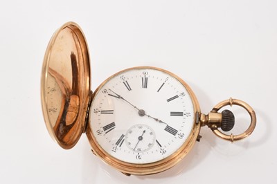 Lot 129 - 14ct gold cased full hunter pocket watch