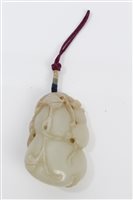 Lot 1078 - Antique Chinese jade pebble carving pale-green...