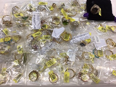 Lot 140 - Quantity of silver gilt (925) gem set dress rings, mostly new in packets with tags