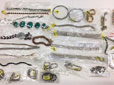 Lot 143 - Group of silver and silver gilt (925) diamond and gem set bracelets, together with some plated, mostly new in packets with tags