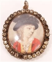 Lot 1081 - 18th century English School miniature on ivory...