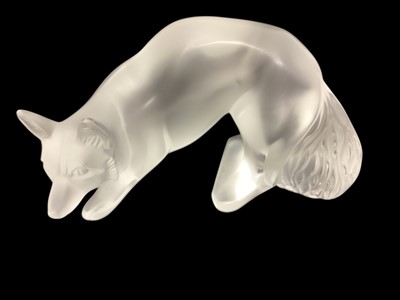 Lot 1212 - Lalique model of a fox, signed Lalique, France, 12cm wide, boxed