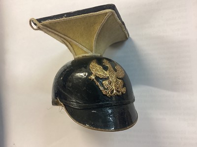 Lot 814 - Unusual Imperial German miniature czapska, together with a miniature pickelhaube and a folding leather coin purse with Imperial German arms (3).