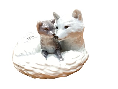 Lot 1214 - Royal Copenhagen model of a fox with cub, no. 443