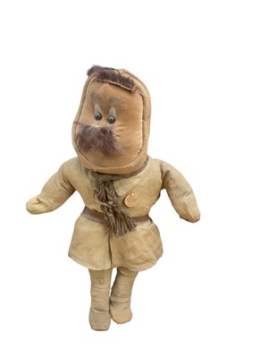 Lot Scarce original First World War Bruce Bairnsfather 'Ole Bill' mascot / doll, the straw filled doll with original sewn on paper tag 'reg. no. 662457 Ole Bill Mascot, Made in England', 36cm in ove...