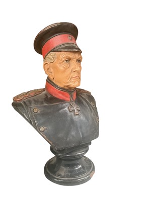 Lot 19th century Franco Prussian War period painted terracotta bust of an Imperial German Field Marshal in uniform, believed to be Helmuth Karl Bernhard Graf von Moltke