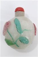 Lot 1086 - 19th century carved Peking glass snuff bottle...