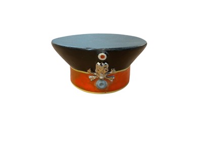 Lot 829 - Imperial German novelty porcelain Officers field cap of 'Braunschweig Husaren Regiment No17' with deaths head badge