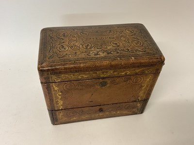 Lot 86 - Good quality early Victorian tooled leather 'Envelope'/stationey box