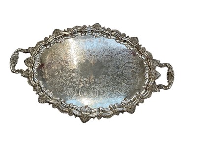 Lot 798 - Large Victorian silver plated two handled tray