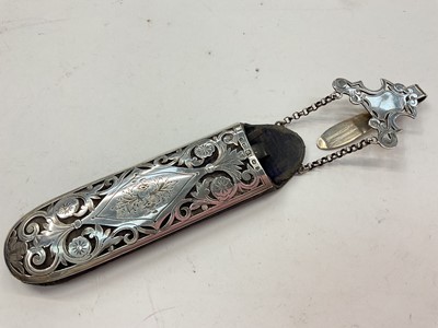 Lot 1081 - Victorian silver spectacles case with floral scroll pierced decoration, maker George Unite