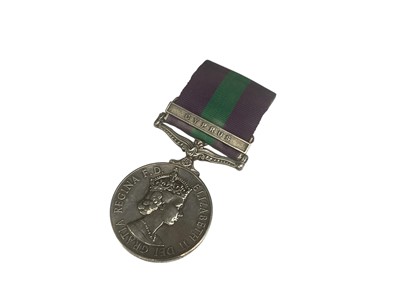 Lot 706 - Elizabeth II General Service medal (Pre 1962 type) with Cyprus clasp, named to 23552631 PTE. S. Peacock. Oxf. & Bucks.