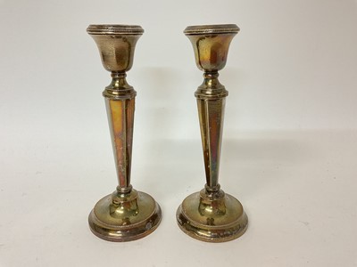 Lot 1083 - Matched pair 1920s silver candle sticks (Birmingham 1925/26)