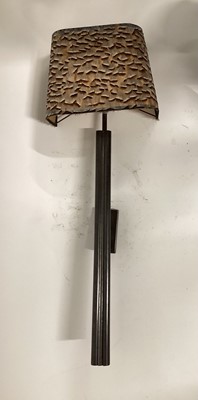 Lot 8 - Gun Barrel wall light with Pheasant feather half shade, 82cm with shade, 69cm without shade, on 12cm x 6cm wall mount