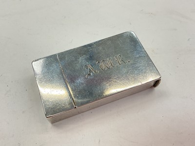 Lot 1095 - Victorian silver vesta taper case with engraved initials A.W.R, maker George Unite (Birmingham 1883)