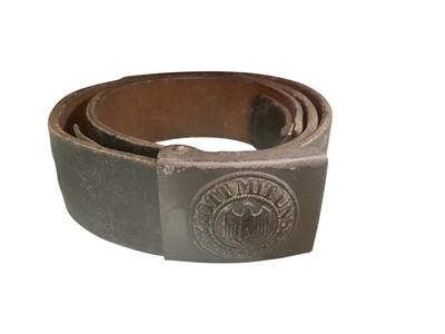 Lot 713 - Second World War Nazi Wehrmacht belt buckle with original leather belt, with stamp dated 1942.