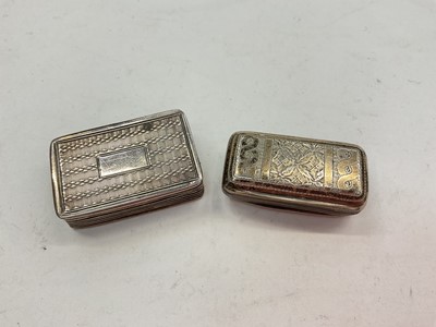 Lot 1097 - Victorian silver vinaigrette of rectangular form with engine turned decoration and silver gilt interior (Birmingham 1848) George Unite, together with one other, with damaged grille (Birmingham 1...